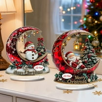 Taicans 2D Flat Christmas Figurine with Snowman,Moon,Tree & Decorations - 2025 Holiday Decor,Festive Home Decor,Christmas Gift,Winter Wonderland Ornament