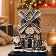 thumbnail image 1 of 2D Flat Christmas Wooden Gingerbread Windmill House Tabletop Ornament Rotatable Fan Blade Blue Gold Desktop Decor With For Party Christmas Gift, 1 of 8