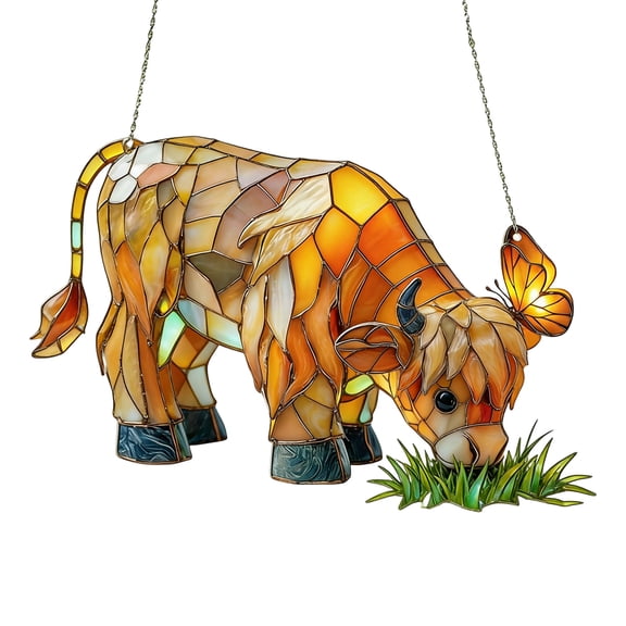 2D Flat Cow Catcher Colorful Acrylic Style Window Hanging