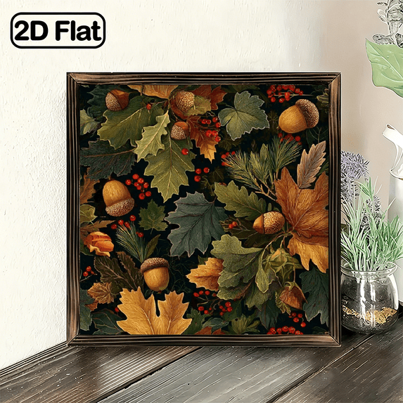 Curated visual reference: Fresh Look at 2D Flat Decor Sign 8X8 Inch Autumn Fall Foliage Acorn