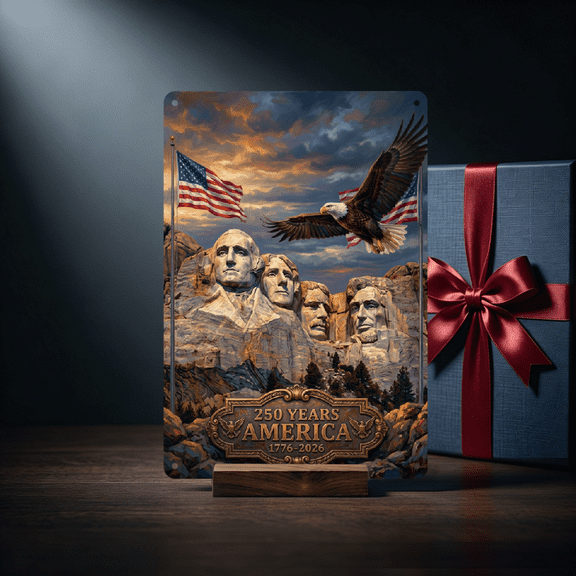 2D Flat Decoration Metal Sign 8x12 inch Plaque 2026 America 250th Celebration Patriotic Statue of Liberty, flag, Weather Resistant Good for Restaurant, Basement, Cafe, Pub Festival Gift