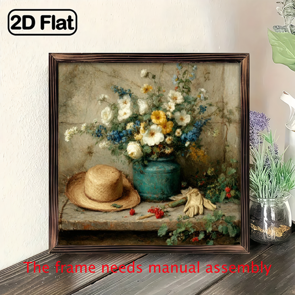 2D Flat - Decorative Signs And Plaques in a 2D Flat Design, Measuring 8X8 Inches, Featuring a Wooden Frame Ideal for Wall Art in The Living Room, Kitchen, Or Any Room, Enhancing The Aesthetic of F