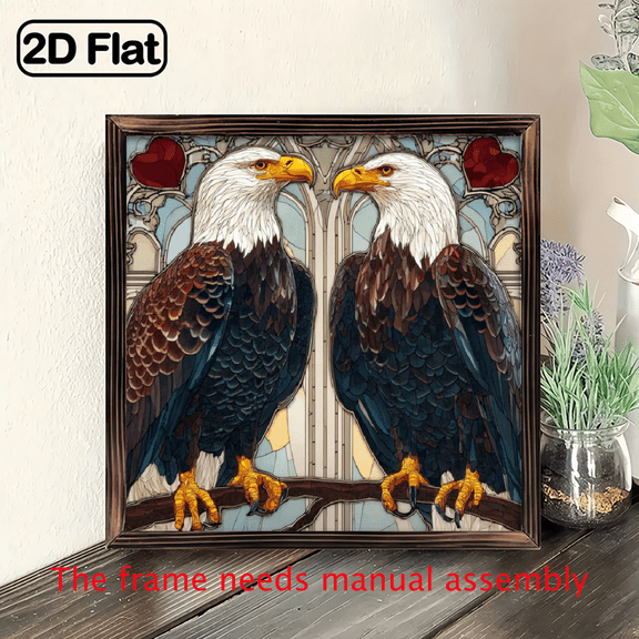 2D Flat Eagle Couple Heart-Shaped Sun Catcher Vintage Wall Art for Those Who Love Nature and Adventure, Ideal Gift for Graduation or Outdoor Decoration, Rustic Home Garden Decoration, Eagle Decora