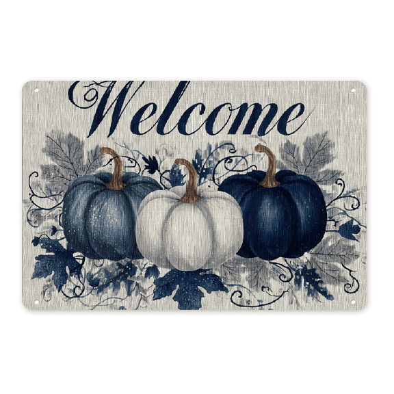 2D Flat, Fall Pumpkins Door Mat - Front Doormat 12x8 inch, Autumn Home Decor, Low-Profile Switch Indoor Outdoor Rug, Welcome Decorative Mat for Thanksgiving Seasonal Kitchen Entrance Floor De