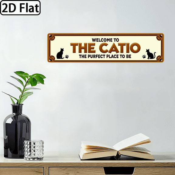 2D Flat A Flat, Two-Dimensional Aluminum Signboard Featuring a Stylish European Design That Welcomes Cats It Can Be Utilized in Various Settings Like Bars, Living Rooms, Dining Areas, Hotels, An