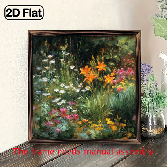 2D Flat Frame 8x8 inch Art Print - Black Cat in Green Leaves - High-Quality Poster Suitable for Living Room, Bedroom, Office, Cafe - Unique Home Decor and Gift Idea - 1pc, 2D Flat, Wall Decoration