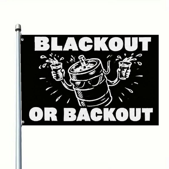 2D Flat Funny Drinking Cartoon Beer Keg Blackout Flag, Double-Sided Polyester Banner For College Dorm Room Party Outdoor Yard Decor, Easy To Hang, Durable Outdoor Garden Flag