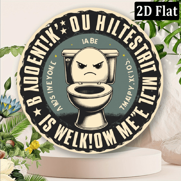 2D Flat, Funny 'I Put Up with Everything About You' Metal Sign - 8x8 Inch Round Decor for Bathroom, Bar, Cafe More - Vintage Humor Wall Art for Home, Garage, Yard - IndoorOutdoor