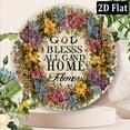 thumbnail image 1 of 2D Flat, God Bless This Home Vintage Floral Round Aluminum Wall Art, 8x8 Inch - Colorful Wreath Design for Holiday Parties Home Decor, Decorations for Home, Perfect for Room Decor, 1 of 6