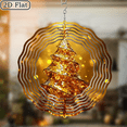 thumbnail image 1 of 2D Flat, Golden Christmas Tree Metal Wind Spinner Hanging Decoration - OutdoorIndoor Holiday Decor with Swivel Hook, Elegant Christmas Tree Shape for Yard, Garden, Home - Perfect Thanksgiving, C, 1 of 10