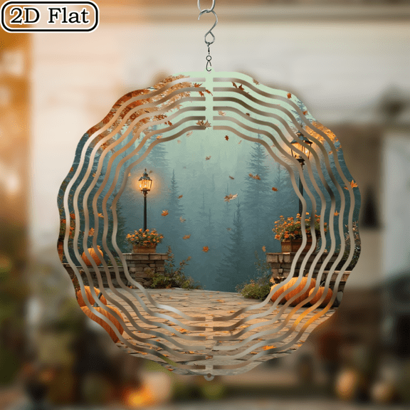 2D Flat, , Gorgeous Metal Wind Chime with Hook, 360 Rotation, Bright Colors, 1010 Inches, Home Decoration Gift, 2D Flat Printing, Suitable for Christmas, Thanksgiving, Halloween Home Decoration,