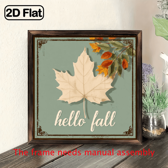 2D Flat, Halloween, Thanksgiving, Christmas Decorations, - Autumn Maple Wood Panel Painting- Perfect Home Decor Choice, Suitable for Bedroom, Festive Decor, Home Furnishings Or Gift Giving, 8x8in