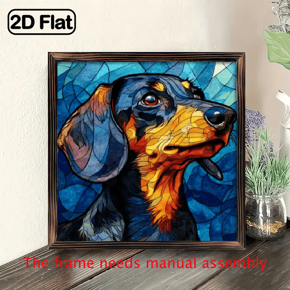 2D Flat, Handcrafted Dachshund Portrait in Heart - Bohemian Style Dachshund Suncatcher, Durable Acrylic Window Wall Decor Suitable for Christmas, Perfect Gift for Dog Owners, Hand-Painted Dog Art