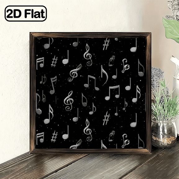 2D Flat, Heart Musical Notes Sign Decor,Decorative Sign 8x8 Inch, Treble Clef Music Pattern Decorative Plaque for Music Room, Bedroom, Living Room, Perfect Gift for Music