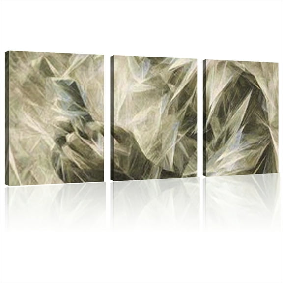 2D Flat, Large Abstract Canvas Wall Art - Modern Minimalist Framed Decor for Living Room, Bedroom, or Dining Area,Thick, Geometric Design in Shades of Beige and Brown 12x16inchx3pcs