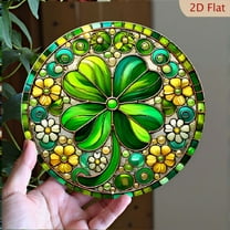 2D Flat, Lucky Clover 8*8_ Round Metal Sign - Irish-Inspired Wreath Decor for Home, Cafe, Bar - St Patrick's Day Gift & Office Wall Art, Waterproof & Rust-Resistant, Perfect for Room Decor