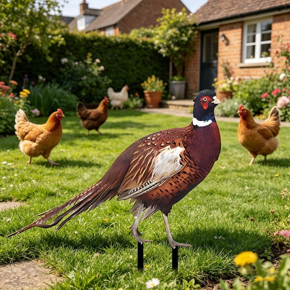 2D Flat Metal Bird Garden Stake,Pheasant and Rooster Ground Stake,Weatherproof Lawn Ornament,Ideal for Farmhouse,Wildlife,Yard Art,Outdoor Decor