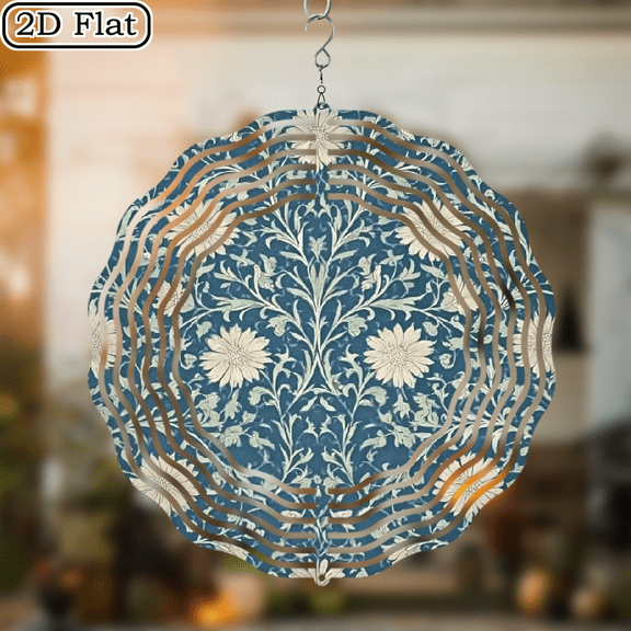 2D Flat, Nature-Inspired Wind Chime - Decorative Metal Kinetic Sculpture for Home Garden Silent, Pet-Friendly Wind-Powered Art - Stylish Accent PieceWind chime, Wind Spinner 10*10in