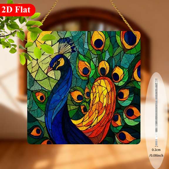 2D Flat, PeaRooster Acrylic Suncatcher, 8x8-Inch Decor for Window, Room, Garden Farmhouse Porch, Party Scene Ornament Gift Ideal Sisters, Friends or Mom, Porch Ornament, Room Decor, Decorative Sun