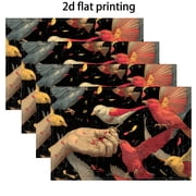 2D Flat Printing, 4pcs Rectangle Placemat 12X18 Inches, Feeding The Flock A Symphony of Colors, Room Decoration, Festive Party Table Decoration, Enhance Festive Atmosphere