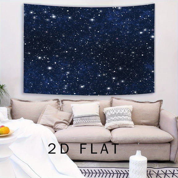 2D Flat Printing-Outer Space Galaxy Tapestry,Dark Blue Starry Night Sky Stars Moon Ceiling Tapestries,60"X40"Inch Fantasy Cosmic Universe Celestial Small Tapestry Wall Hanging for Bedroom Room Dorm