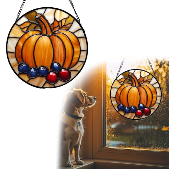 2D Flat Pumpkin Hanging Ornament 10Cm/ 2D Acrylic Fall Pumpkin & Berries Hanging Decor Thanksgiving Autumn Window/Wall Art For Home