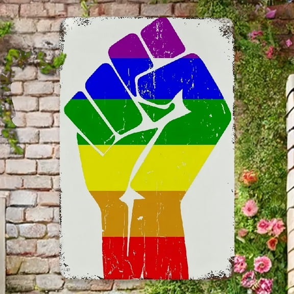 2D Flat Rainbow Metal Sign - Vintage Style Wall Art, Supports Community, Perfect for Man Cave, Porch Decor, Gender Equality Symbol, Gender Equality Decor