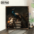 thumbnail image 1 of 2D Flat - Retro Peacock Wall Decoration - Farmhouse Country Home Dcor Featuring Floral Details, Recycled Wood Frame Sign Ideal for Living Room, Bedroom, Entryway - Easy to Hang, No Electricity R, 1 of 9