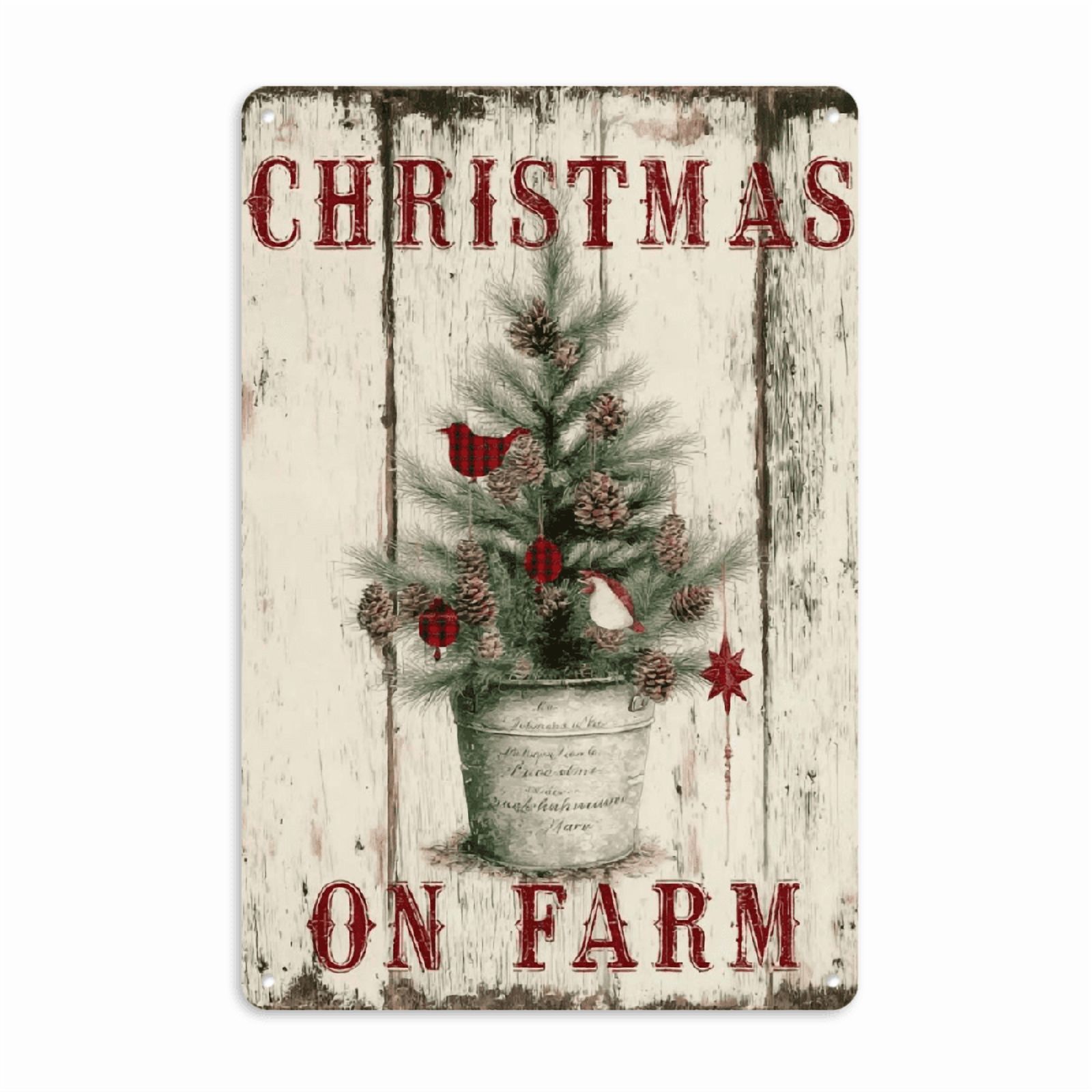 Aeontinity Vintage Metal Tin Sign - Christmas Theme, 16 X 4 Inches, Rustic Distressed Wall Decor