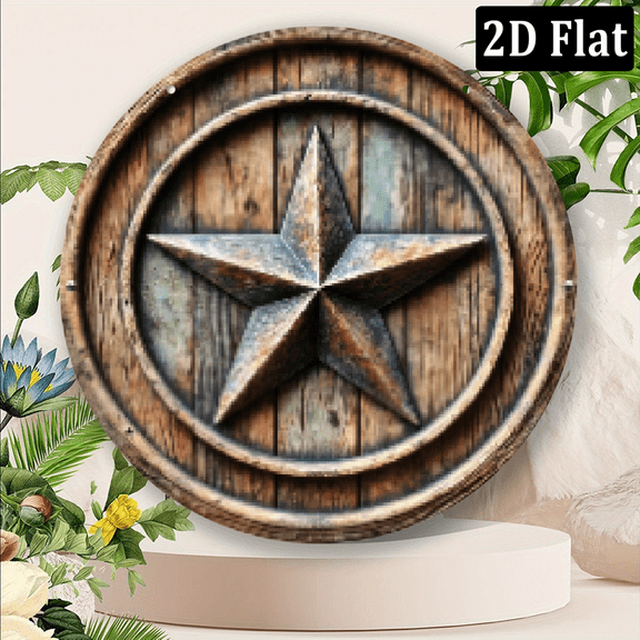 2D Flat, Rustic Country Star Metal Wall Art - Greenery Design, Ideal for s, Hotels, Restaurants, Bars, Ranches & Outdoor Spaces, Western Home Decor 8*8in
