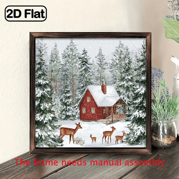 2D Flat, Rustic Wooden Merry Christmas Sign, 8x8 Inch - Vintage Farmhouse Style Wall Decor for Living Room or Porch, Ideal Holiday Gift for Friends and Family, Winter Christmas Decoration