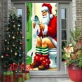 thumbnail image 1 of 2D Flat Santa in Bathroom Checking Gift List Door Banner - 35x71 Inch Polyester Christmas Decoration, Humorous Holiday Design for Outdoor Lawn, Porch & Garden Party Backdrop, No Electricity Needed, 1 of 6
