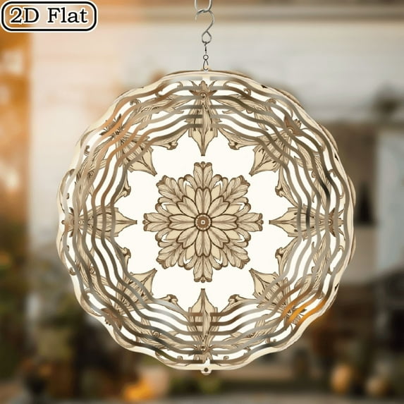 2D Flat, Snowflake Wind Spinner Outdoor Garden Decor - Crystal Pattern Wind Sculpture, Weather-Resistant Holiday Decoration for Patio, Yard, Christmas Thanksgiving (No Batteries Needed)10*10in