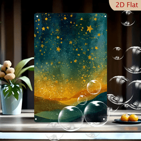 2D Flat Starry Sky Wooden Frame Sign, 12x8in - Celestial Night Sky Design with Moon and Stars, Ready to Hang for Home Decor, Living Room, or Anniversary Gift, Home Decor Artwork Celestial Theme