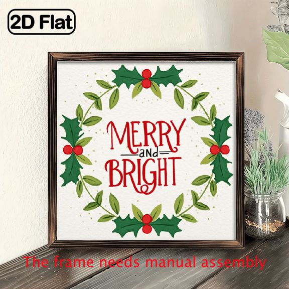 2D Flat - Two-Dimensional Wall Decorations, Cheerful And Luminous Winter Wooden Signs, Festive Accent Signs for Tiered Trays, Winter-Themed Home Decorations 8*8in