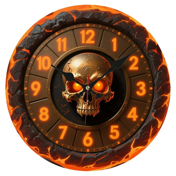 2D Flat Unique Decorative Wall Clock With Fiery Design And LED Backlight 10-Inch Wooden Wall Clock, Silent Movement, Battery Operated (AA Batteries Not Included), Artistic Home Decor, Perfect For Home