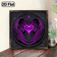 thumbnail image 1 of 2D Flat, Valentine's Day Metal Sign with Purple Wings Heart Design - Foil Engraved Round Wall Art, Home Office Decor, Ideal Gift for Love Affection, 1 of 9