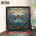 thumbnail image 1 of 2D Flat, Vibrant Dragonfly Stained Style Acrylic Window Hanging Decor - Retro Colorful Art with Intricate Dragonfly Floral Design, Lightweight Durable Acrylic for Home, Garden, Porch - Easy Wall-M, 1 of 9