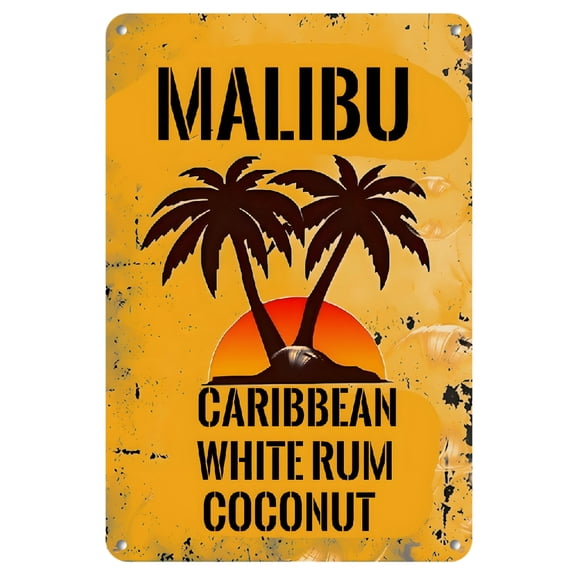 [2D Flat]Vintage Coconut Rum Metal Sign -8x12 inches Wall Art for Home, Bar, Cafe & for Man Cave Decor | Retro Tin Poster for Parties & Holidays
