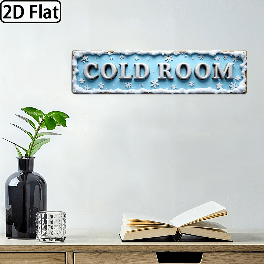 2D Flat, Vintage Cold Room Sign - Rustic Metal Wall Art 4x16inch ...