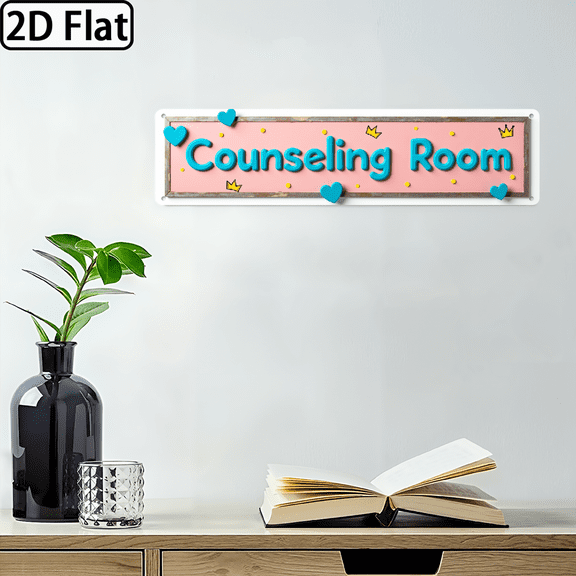 2D Flat, Vintage Counseling Room Sign - Rustic Metal Wall Hanging with Counseling Office Decor, Cursive Lettering, Durable Sign Suitable for Home, Farmhouse, Cafe, for Man Cave - Gift for Artist