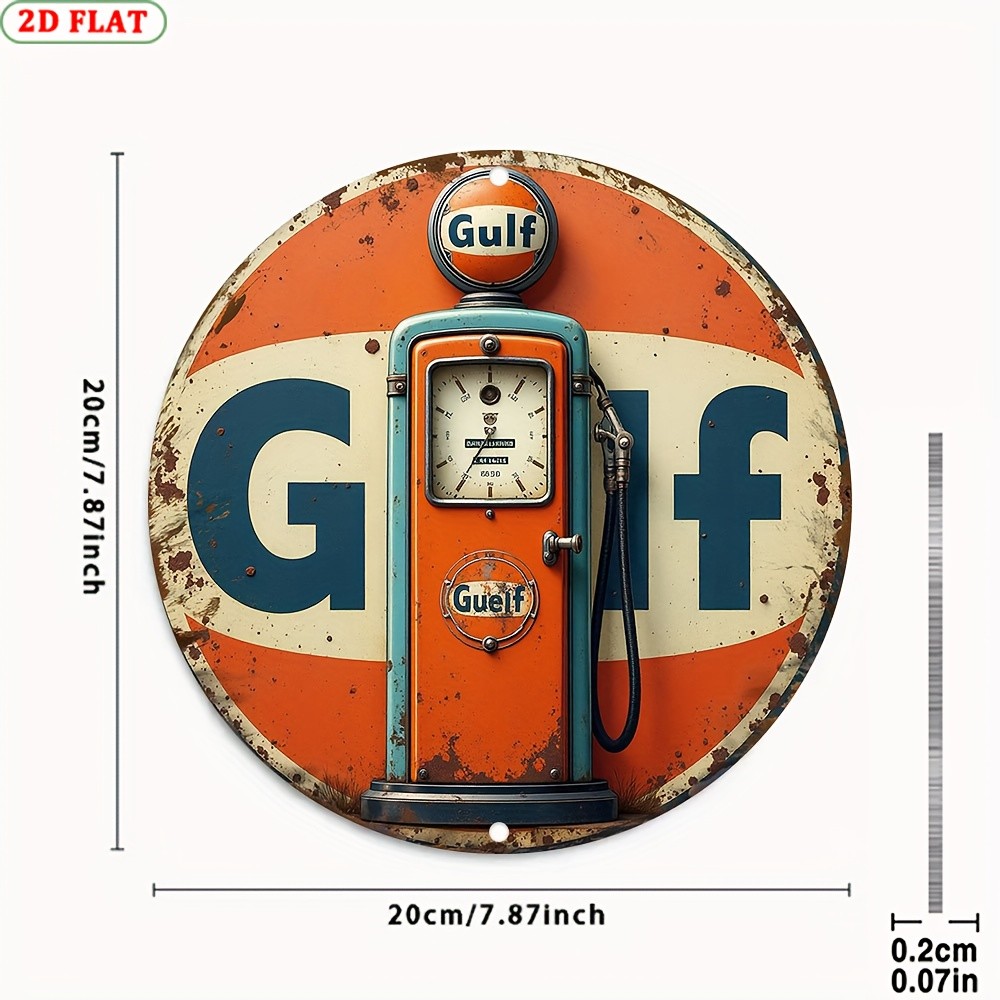 [2D Flat] Vintage Gulf Oil Gas Pump Aluminum Wall Tin Metal Signs ...
