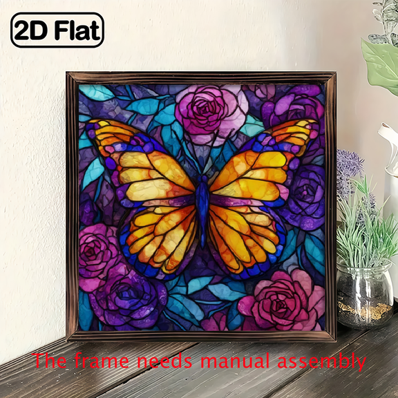 2D Flat, Vintage Heart-Shaped Acrylic Suncatcher Sign with Insect Floral Art - 2D Flat Window Wall Decor Suitable for Home, Wedding, Valentine's Day, Party - Irregular Heart Shape Hanging Ornament