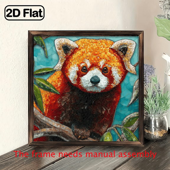 2D Flat, Vintage Heart-Shaped Acrylic Suncatcher Sign - Red Panda in Tree Pattern Wall Art, 2D Flat Window Decor for Home, No Electricity Needed, Creative Gift for Animal Lovers Summer Indoor Deco