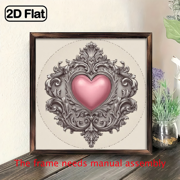 2D Flat, Vintage Heart Wall Art Sign - 8x8 Inch Round Ornate Scrollwork Metal Plaque, 2D Flat Printing Artistic Wall Decor for Home, Cafe, Garden, Farm, Easy to Hang, No Electricity Needed, Perfec