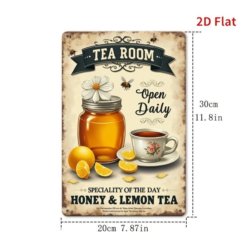 2D Flat, Vintage Tea Room Tin Metal Signs Home Décor 8x12 Rustic Wall ...