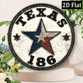 2D Flat, Vintage Texas Star Sign Rustic Vintage Aluminum Texas Star Sign Wall Decor for Independence Day, Garage, Cafe, Bar, or Man Cave, Easy to Hang, Durable Wall Sign, Texas Decor 8*8in