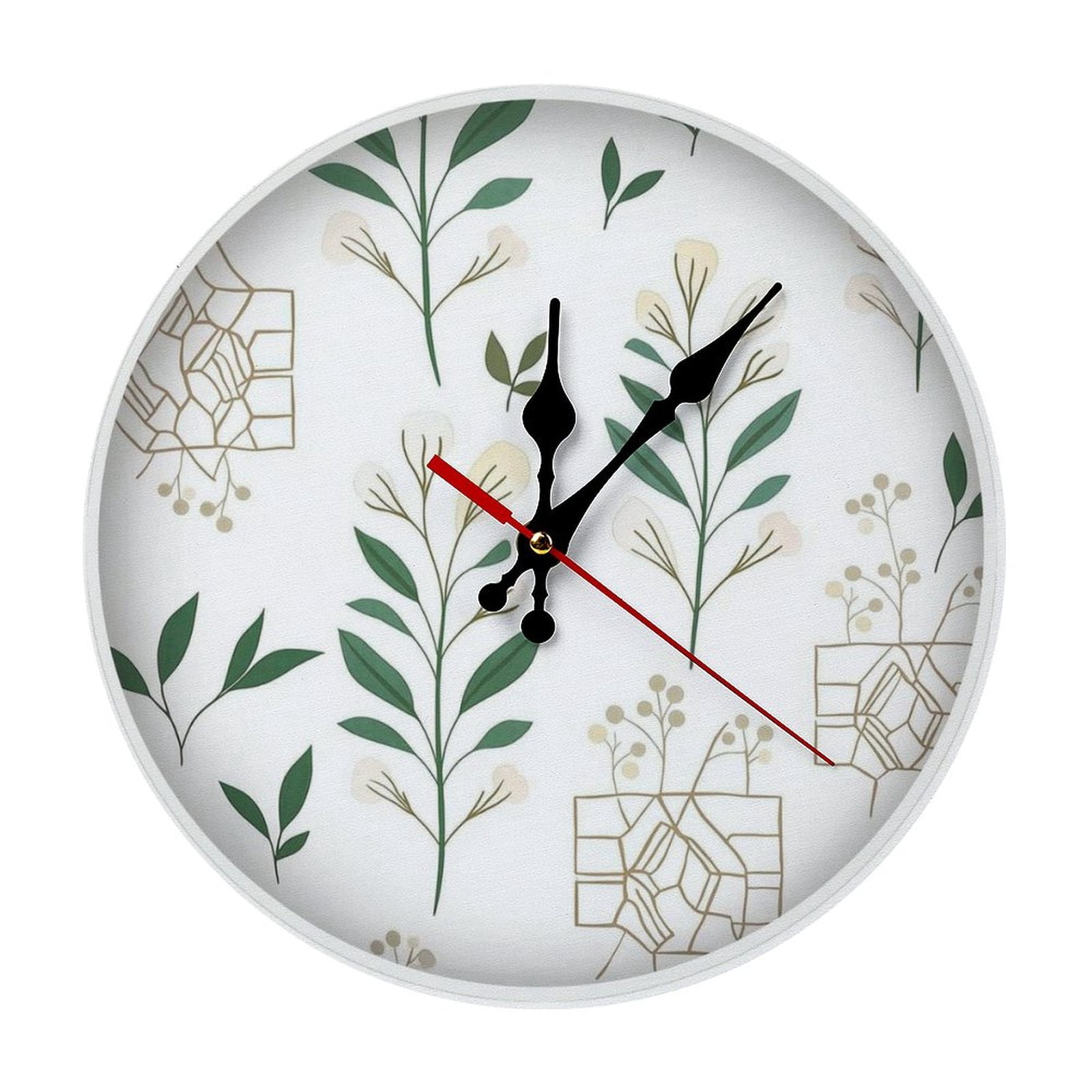 2D Flat Wall Clock Art Print, Silent Non Ticking Battery Operated ...