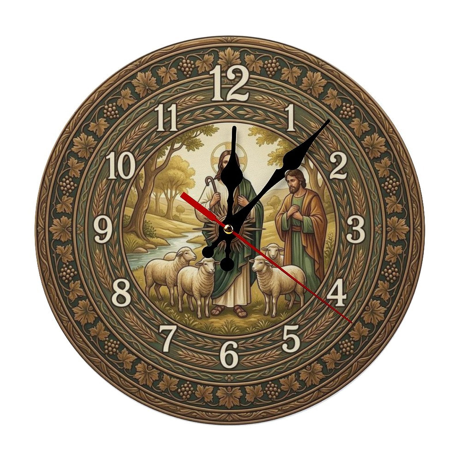 2D Flat Wall Clock Art Print, Silent Non Ticking Battery Operated ...