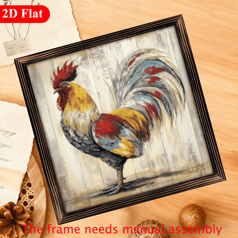 2D Flat Wall Pediments Featuring Vibrant Rooster Artwork - 12x12 inch ...